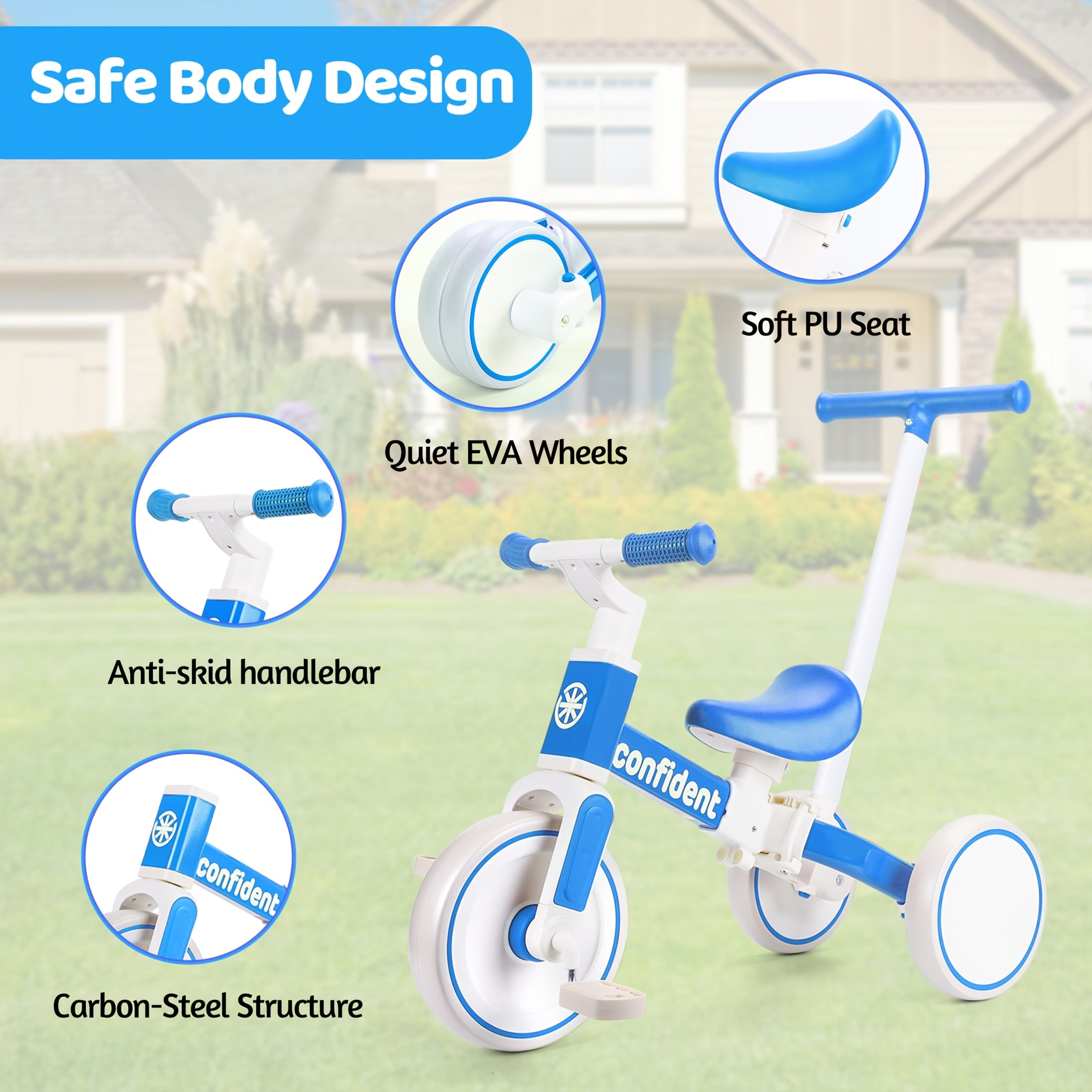 5in 1 Toddler Balance Bike for 2+ Years Old Kids, Toddler Tricycles Kids Trike with Removable Pedals And Steering Push Handle, Christmas & Birthday Gift for Boy & Girl