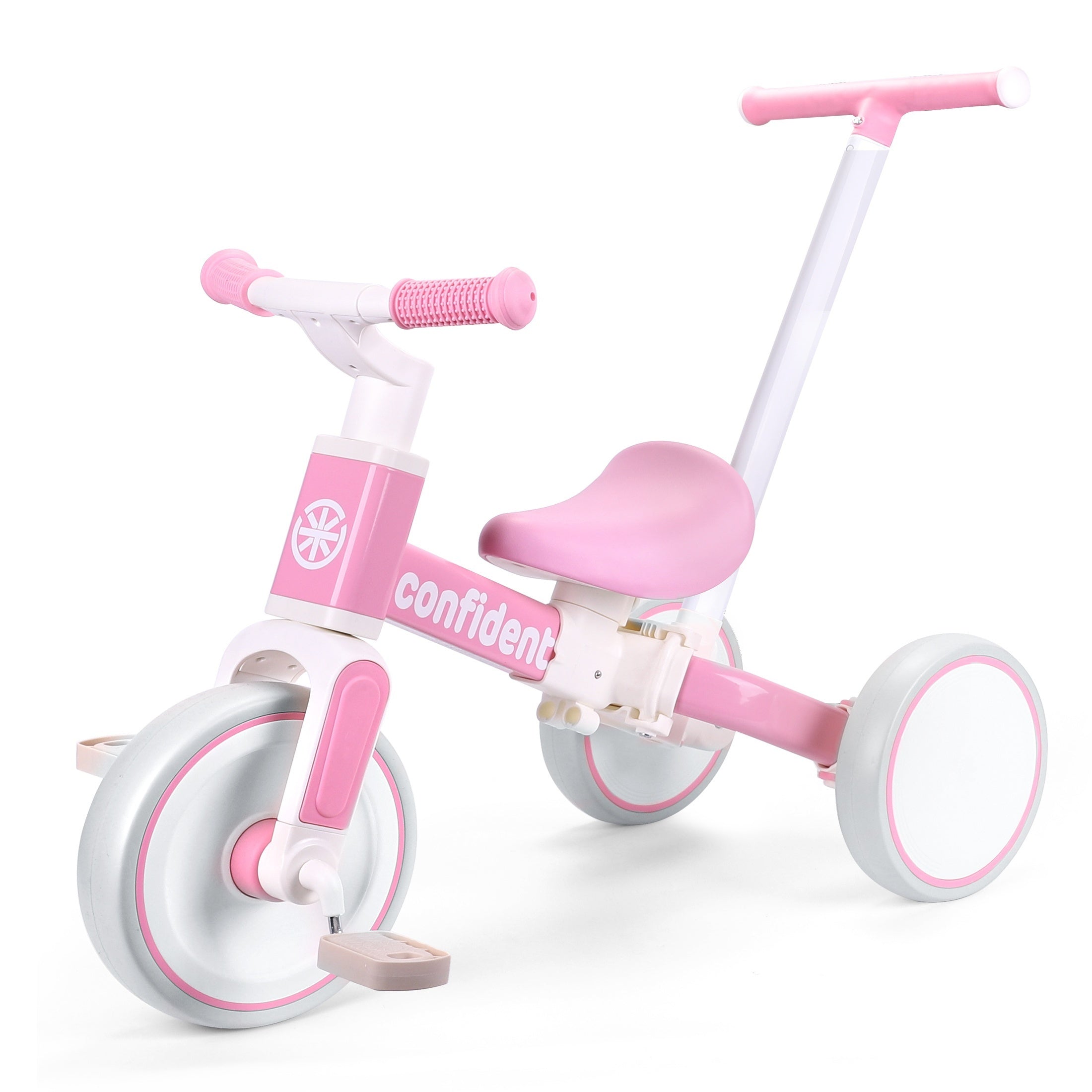 5in 1 Toddler Balance Bike for 2 Years Old Kids, Toddler Tricycles Kids Trike with Removable Pedals And Steering Push Handle, Christmas & Birthday Gift for Boy & Girl, Pink