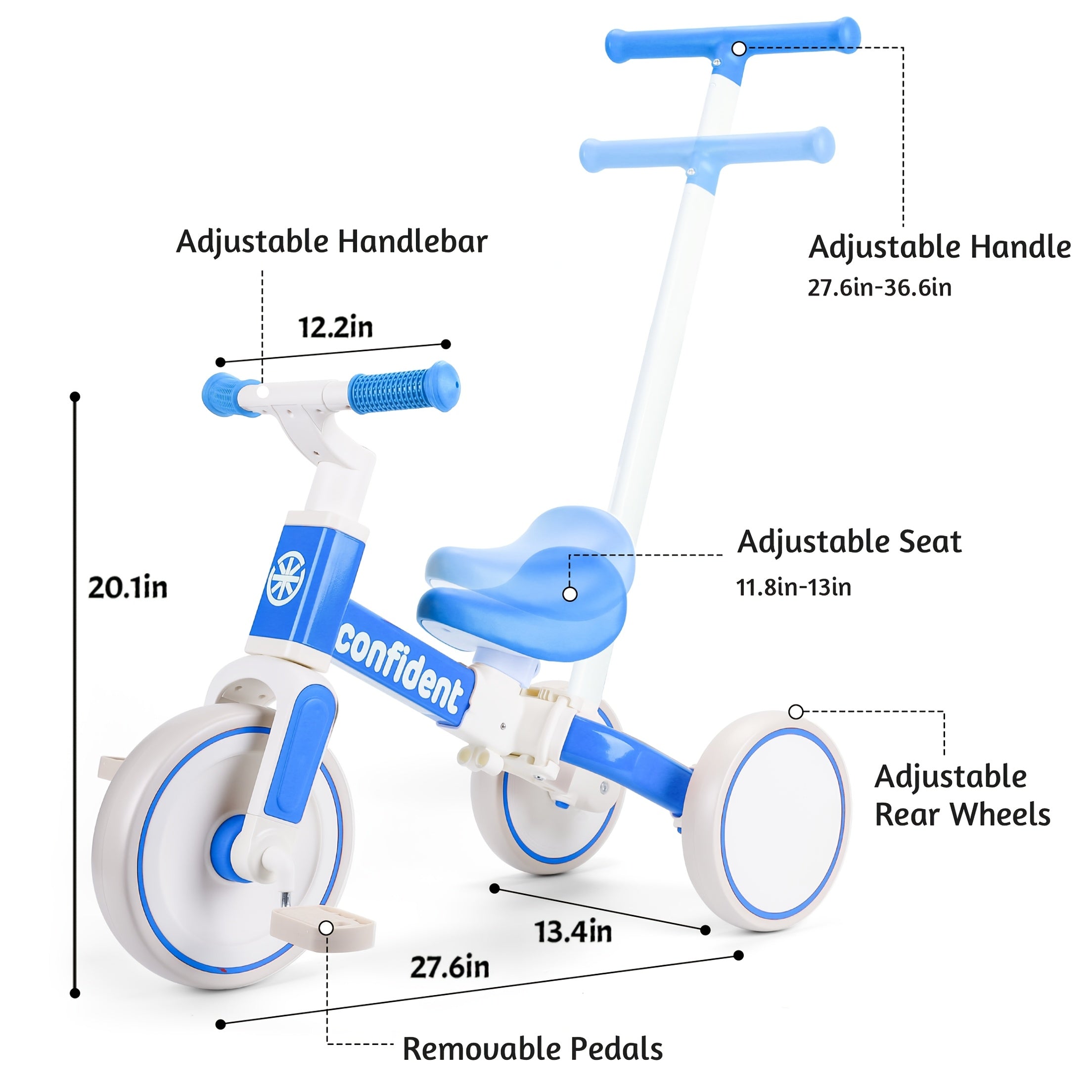 5in 1 Toddler Balance Bike for 2+ Years Old Kids, Toddler Tricycles Kids Trike with Removable Pedals And Steering Push Handle, Christmas & Birthday Gift for Boy & Girl