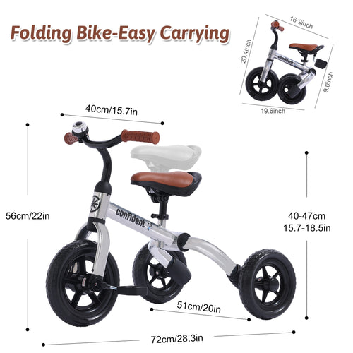 3in 1 Tricycle for Toddlers Age 2-5 Years Old Boys Girls with Detachable Pedal And Training Wheels, Baby Balance Bike Trikes Riding Toys, Ride-on Bike Toys Bike Birthday Gift for Outdoor And Indoor