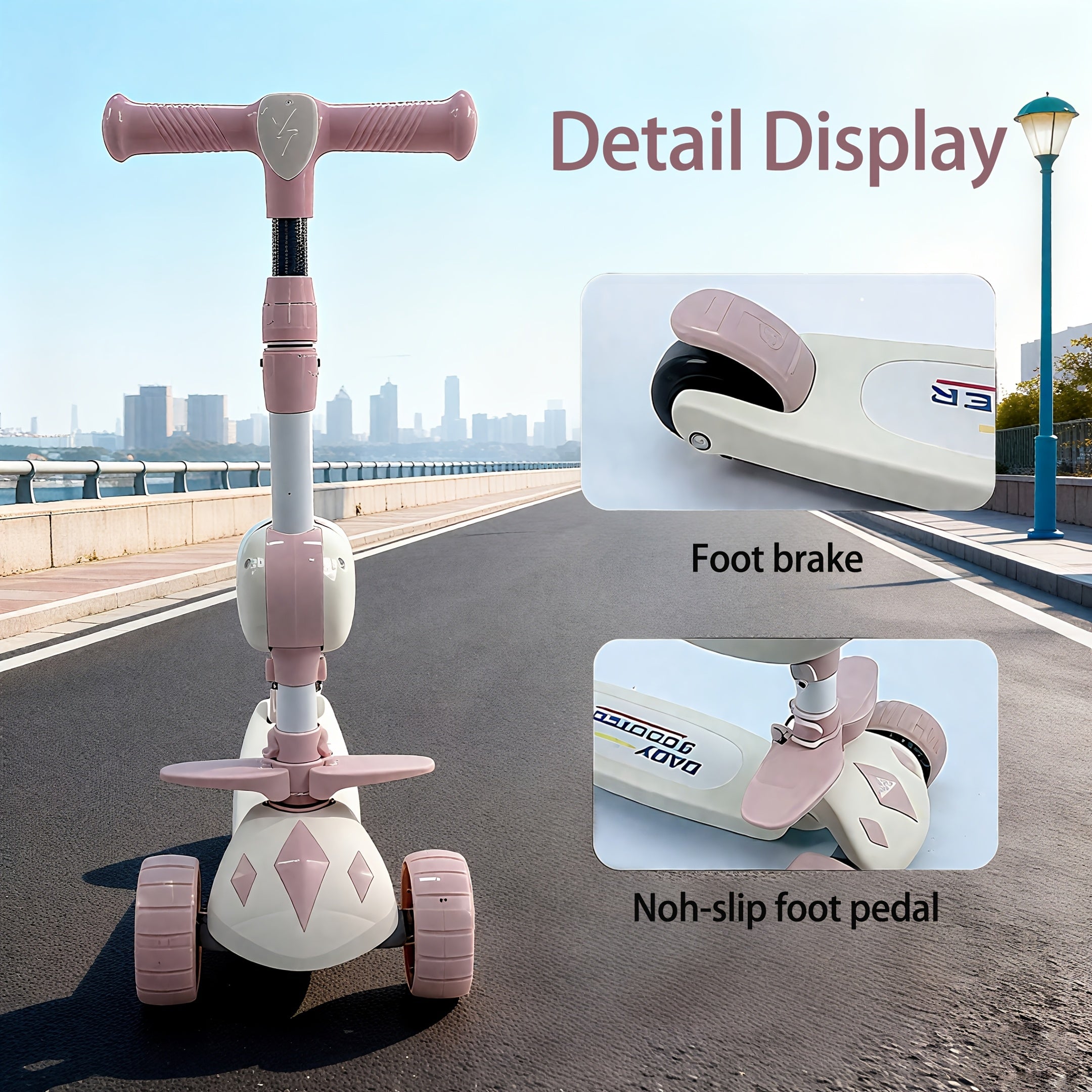 (pedal pattern randomly shipped) (shipped without battery) Foldable seat, flash wheel, cool music outdoor sports children's tricycle, Christmas, Halloween, birthday gift priority