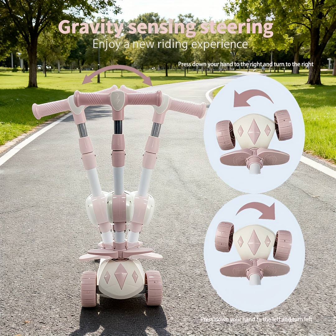 (pedal pattern randomly shipped) (shipped without battery) Foldable seat, flash wheel, cool music outdoor sports children's tricycle, Christmas, Halloween, birthday gift priority