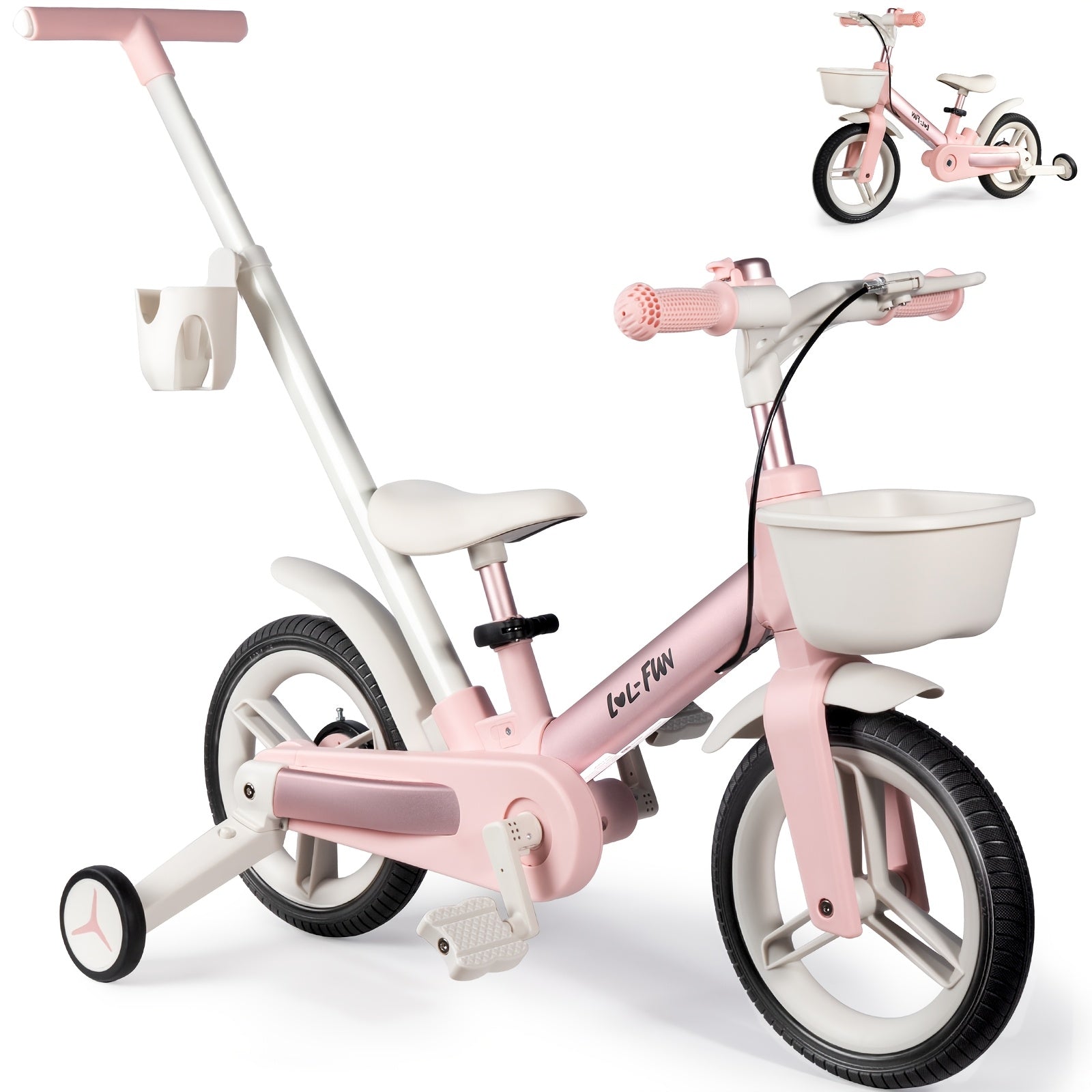 Toddler Balance Bike for Ages 2-4 with Training Wheels, a Tricycle for Children Aged 3 to 5, Perfect As a Gift, Featuring a 6-In-1 Pedal Bike with a Parent Steering Handle And a Basket