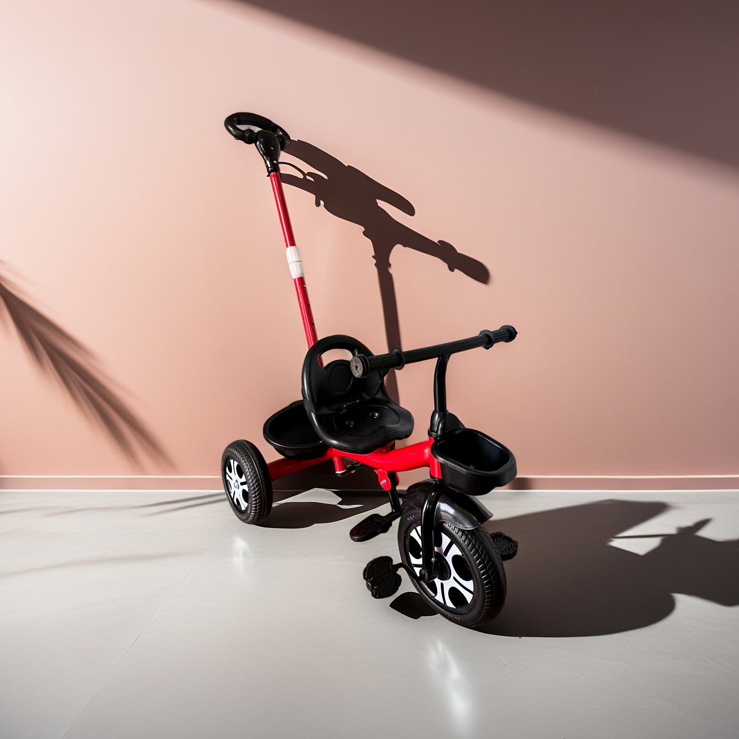 SvgBoMit Kids' Thickened Frame Adjustable Push Bar Tricycle Upgraded Comfort Backrest Seat Pedal Bike Detachable Push Bar Dual-Use Tricycle Children's Outdoor Push Cart Boy\u002FGirl Gift with Bell And Ribbon