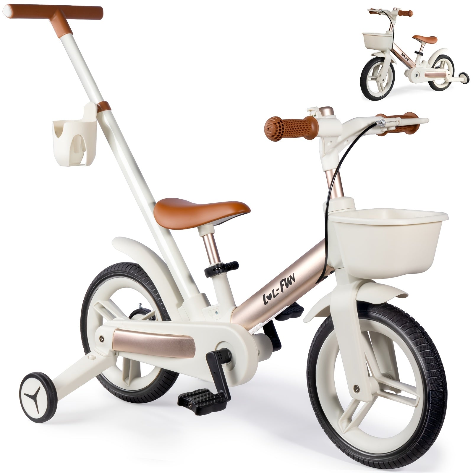 Toddler Balance Bike for Ages 2-4 with Training Wheels, a Tricycle for Children Aged 3 to 5, Perfect As a Gift, Featuring a 6-In-1 Pedal Bike with a Parent Steering Handle And a Basket