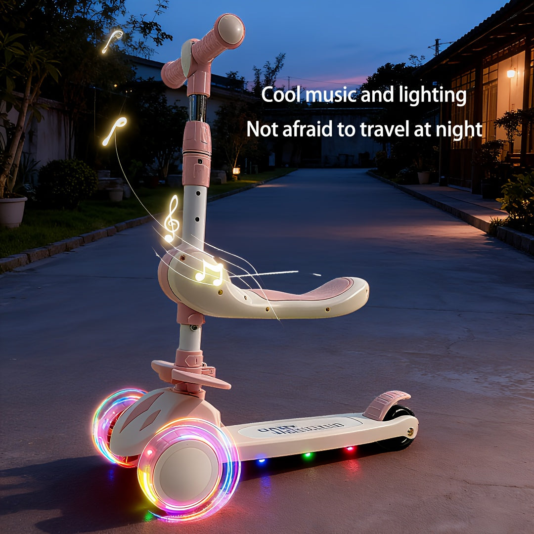 (pedal pattern randomly shipped) (shipped without battery) Foldable seat, flash wheel, cool music outdoor sports children's tricycle, Christmas, Halloween, birthday gift priority