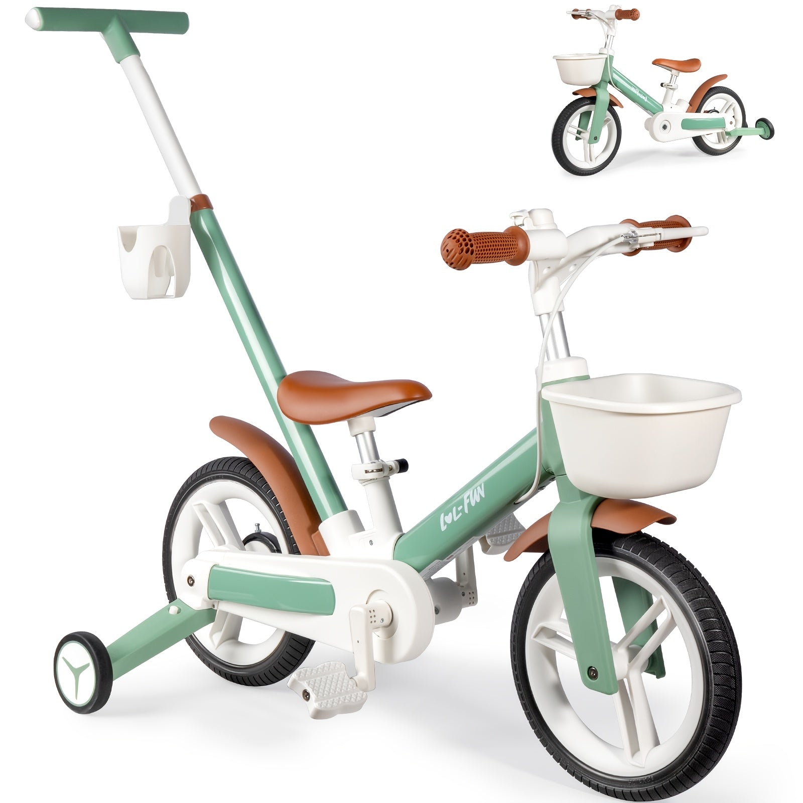 Toddler Balance Bike for Ages 2-4 with Training Wheels, a Tricycle for Children Aged 3 to 5, Perfect As a Gift, Featuring a 6-In-1 Pedal Bike with a Parent Steering Handle And a Basket